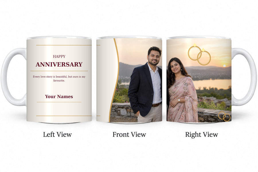 CW-AN-101 normal anniversary mug in three views
