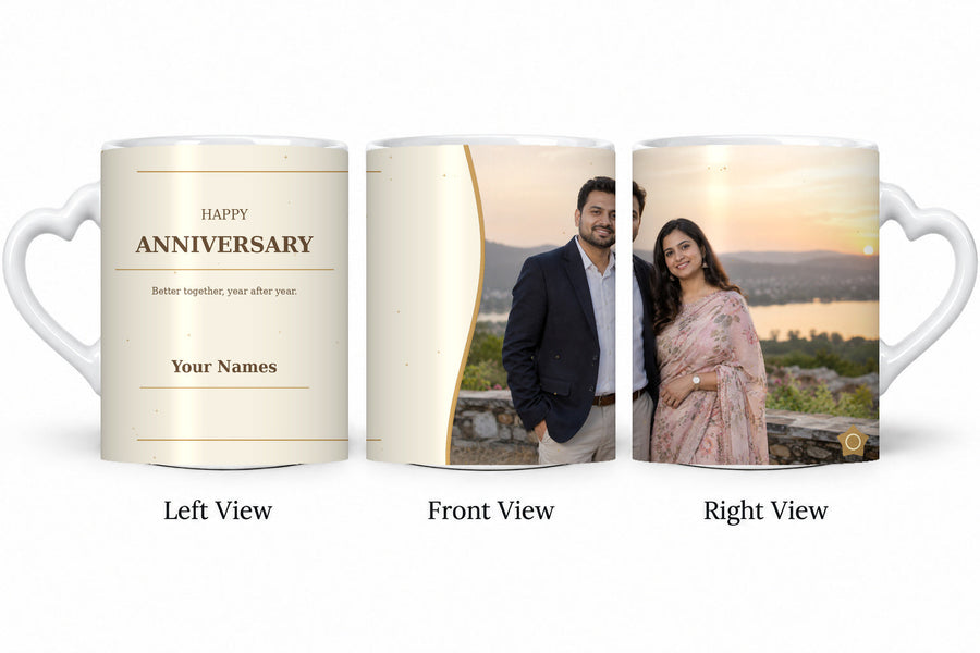 CW-AN-109 love anniversary mug in three views