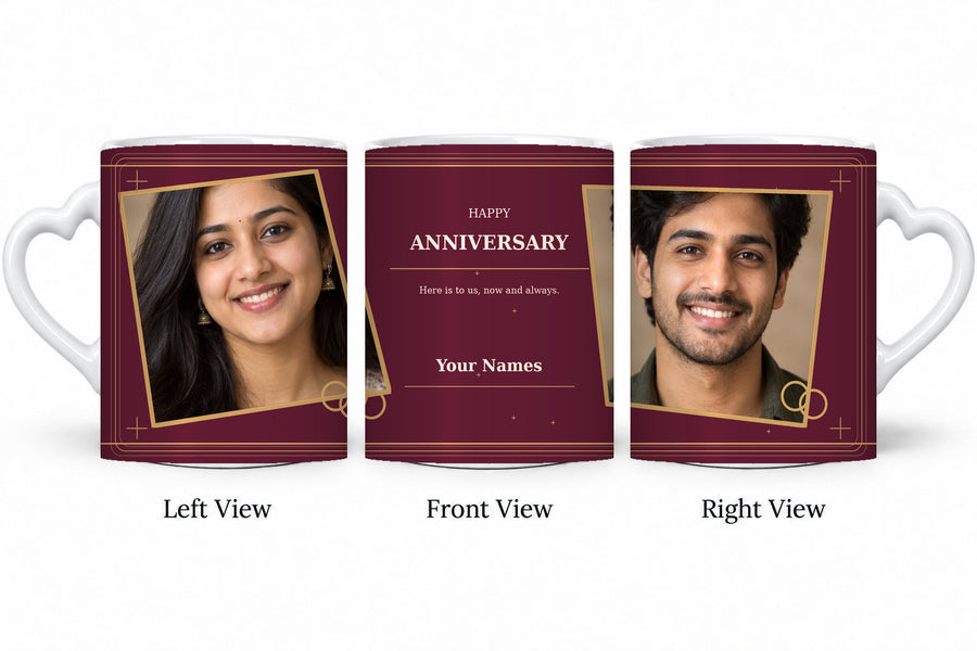 CW-AN-110 love anniversary mug in three views