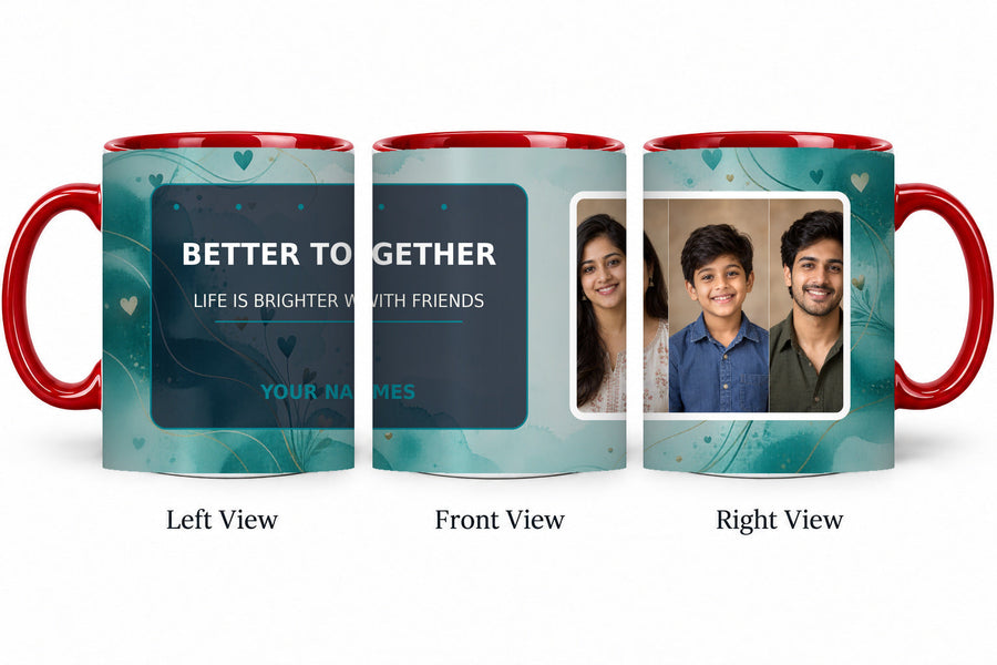 FR-002 Inner Colour Red Mug Friends Mug – exact photo shape friends-quotes-v1