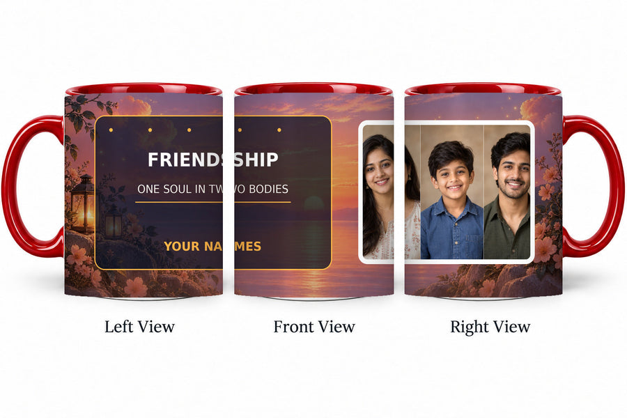FR-008 Inner Colour Red Mug Friends Mug – exact photo shape friends-quotes-v1