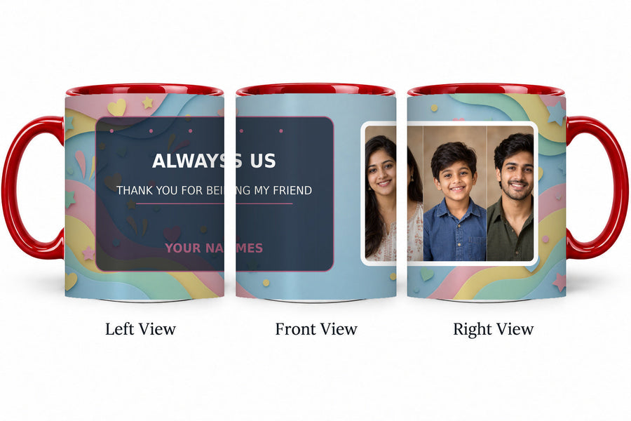 FR-010 Inner Colour Red Mug Friends Mug – exact photo shape friends-quotes-v1