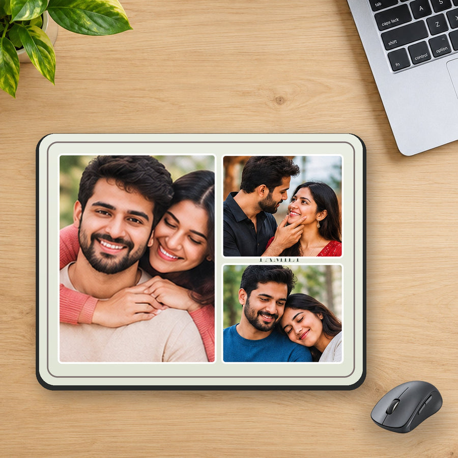 High quality mouse pad fully visible in square product mockup, separate wireless mouse