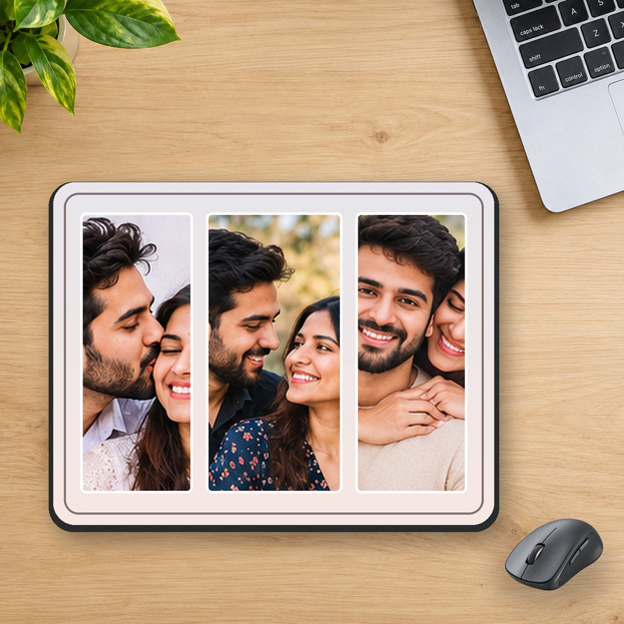 High quality mouse pad fully visible in square product mockup, separate wireless mouse