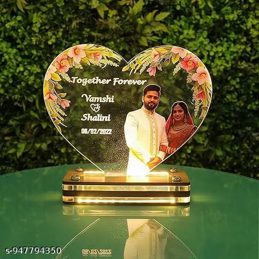 Cartwala Floral Heart Couple Photo Night Lamp