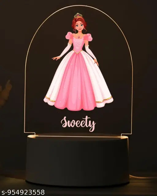 Cartwala Pink Princess Personalised Name Night Lamp