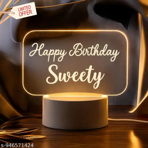 Cartwala Rectangular Happy Birthday Name LED Lamp
