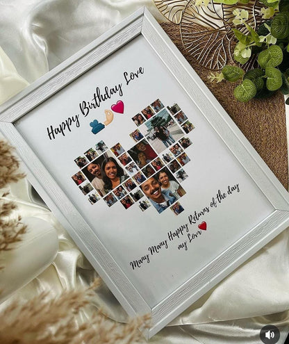 Heart Collage Birthday Photo Frame - sample personalised frame design