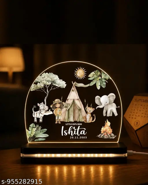 Cartwala Safari Tent Personalised Name and Date Night Lamp