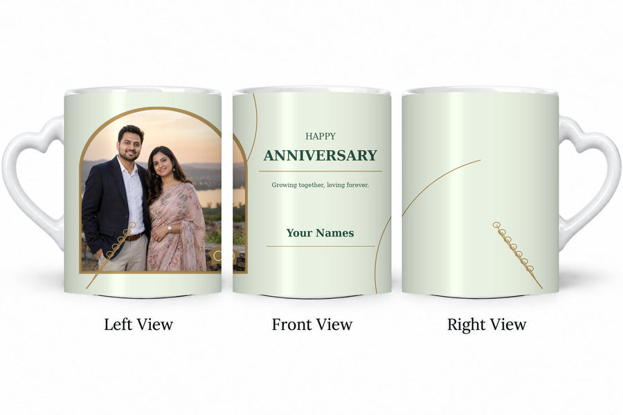 CW-AN-103 love anniversary mug in three views