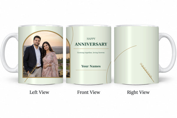 CW-AN-103 normal anniversary mug in three views