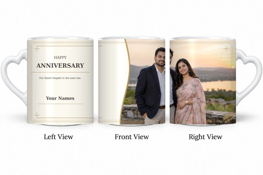 CW-AN-105 love anniversary mug in three views