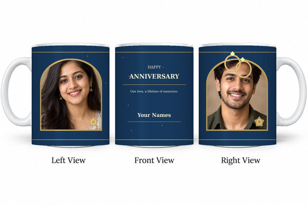 CW-AN-106 normal anniversary mug in three views