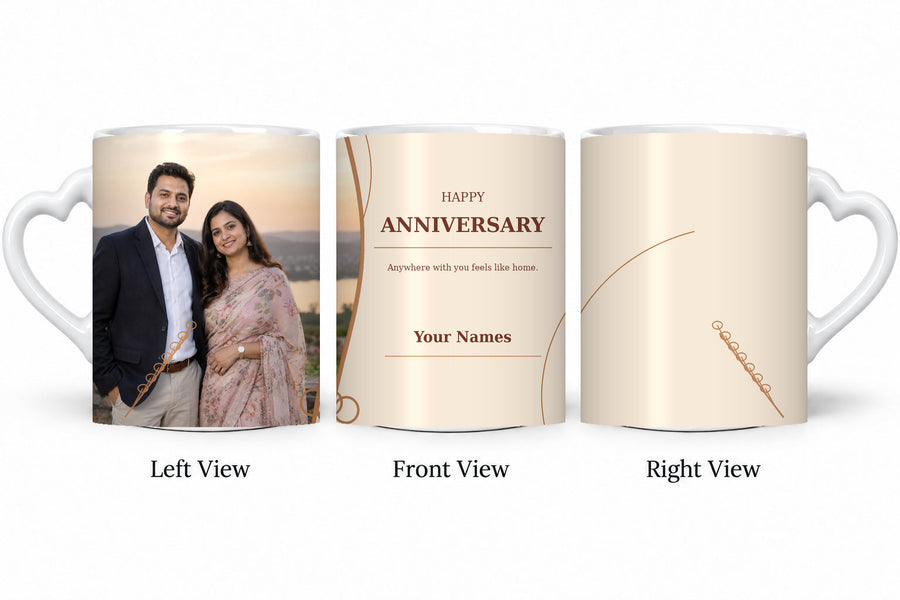 CW-AN-107 love anniversary mug in three views