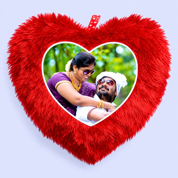 Red Heart Personalised Photo Pillow
