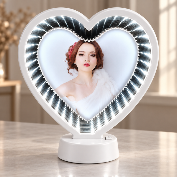 Personalised 3D Heart Shape LED Magic Mirror - Infinity Light Effect