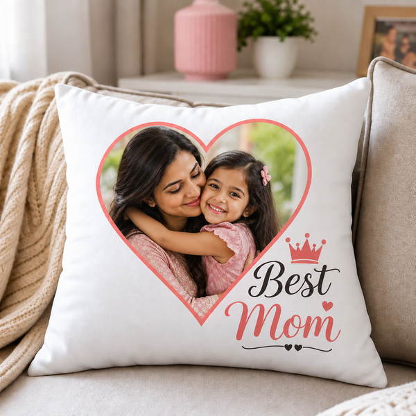 Best Mom personalized heart photo pillow - Cartwala