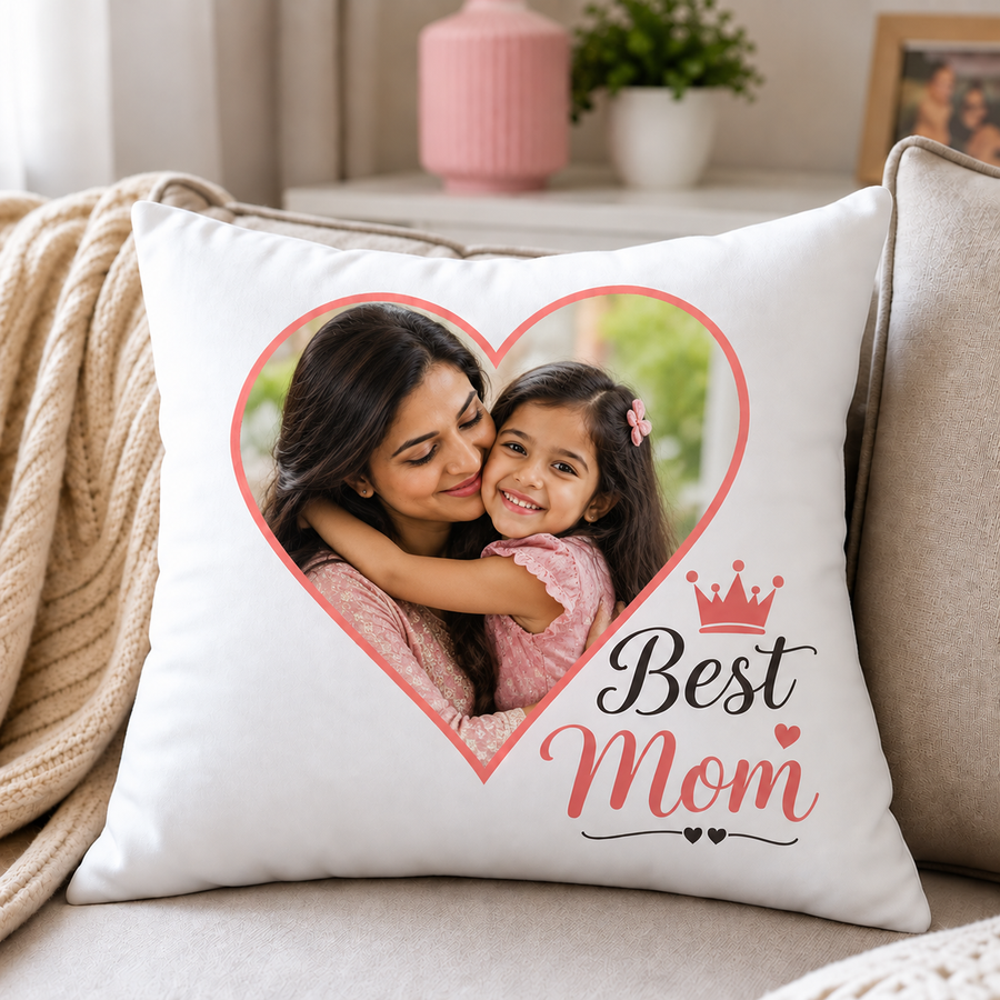 Best Mom personalized heart photo pillow - Cartwala