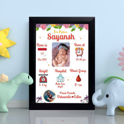 Personalized Baby Birth Frame - Design 2