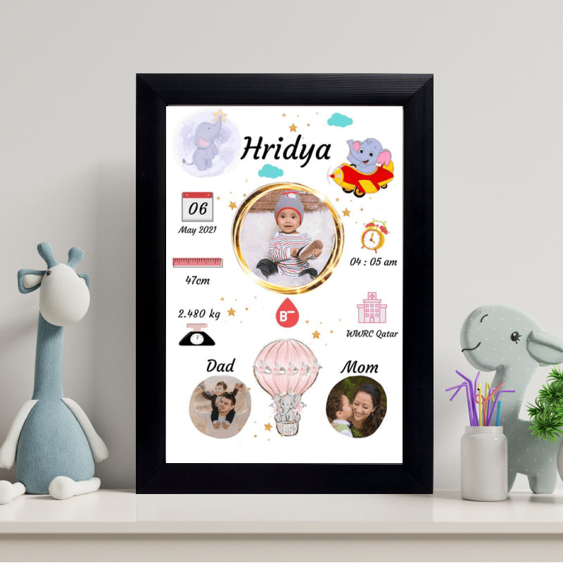 Baby Birth Frame - Design 4 - sample personalised frame design