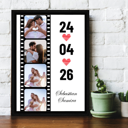 Filmy photo frame with date - sample personalised frame design