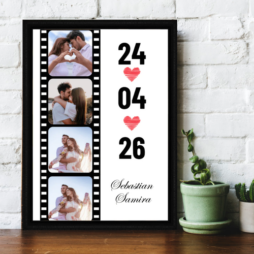 Filmy photo frame with date - sample personalised frame design