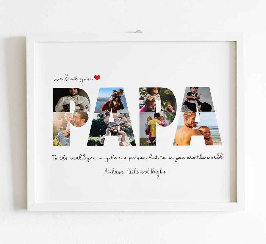 Papa Photo frame with children Names - sample personalised frame design