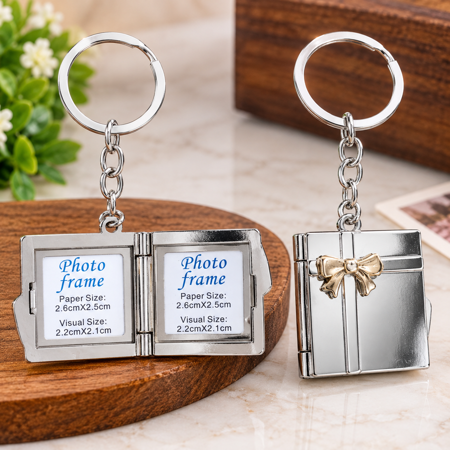 Personalized Double Side Metal Square Photo Keychain