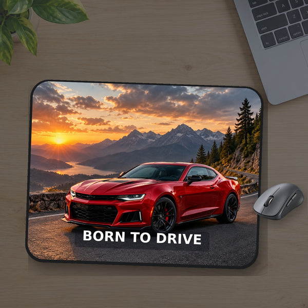 D-094 Sunset Racing printed mouse pad, desk mockup