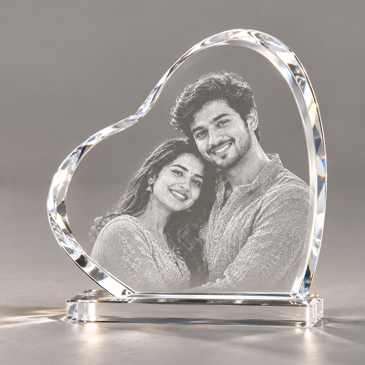 Bend Heart Photo Crystal