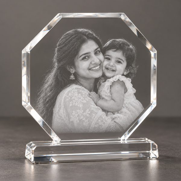 Diamond Photo Crystal with sample laser engraving