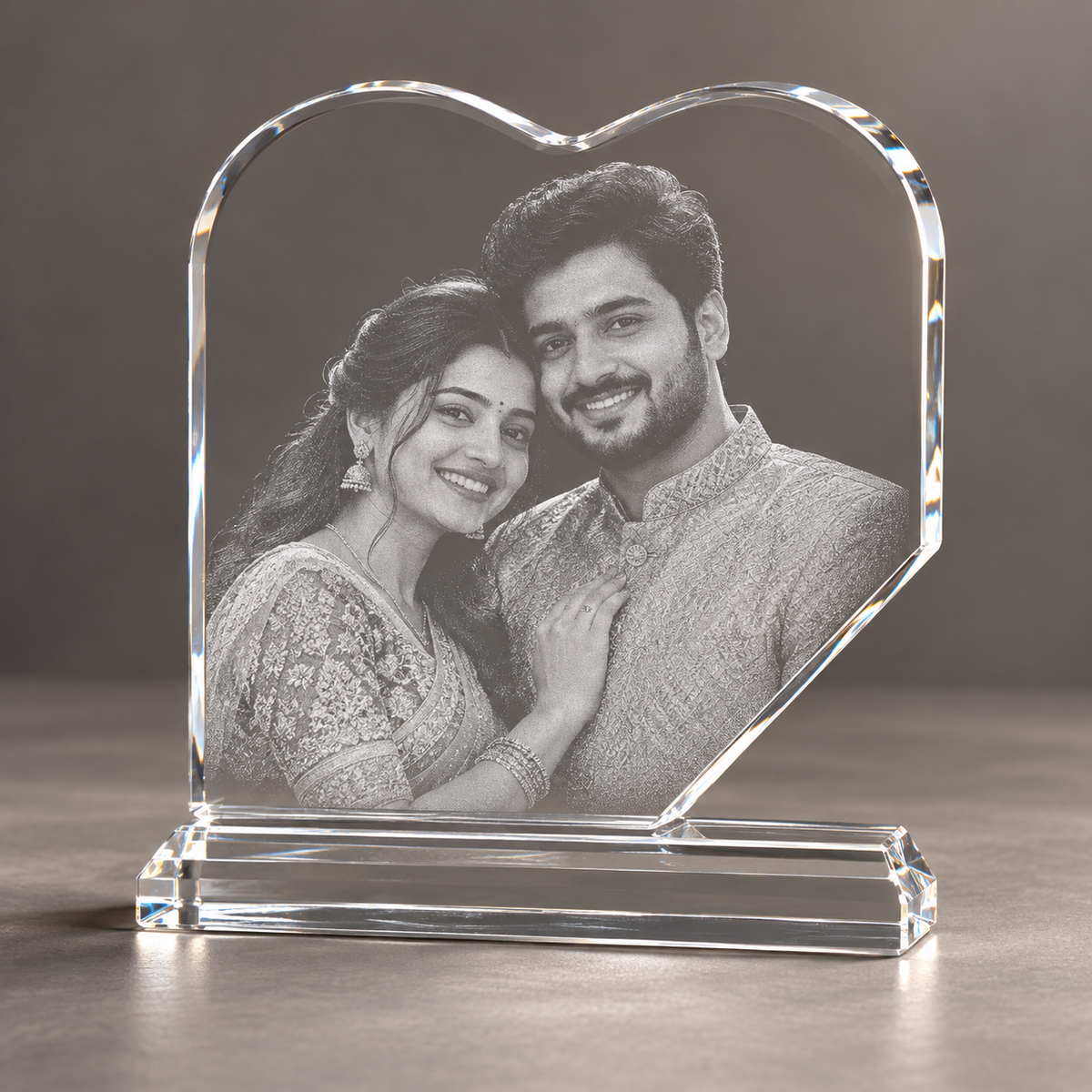 Rectangle Heart Photo Crystal