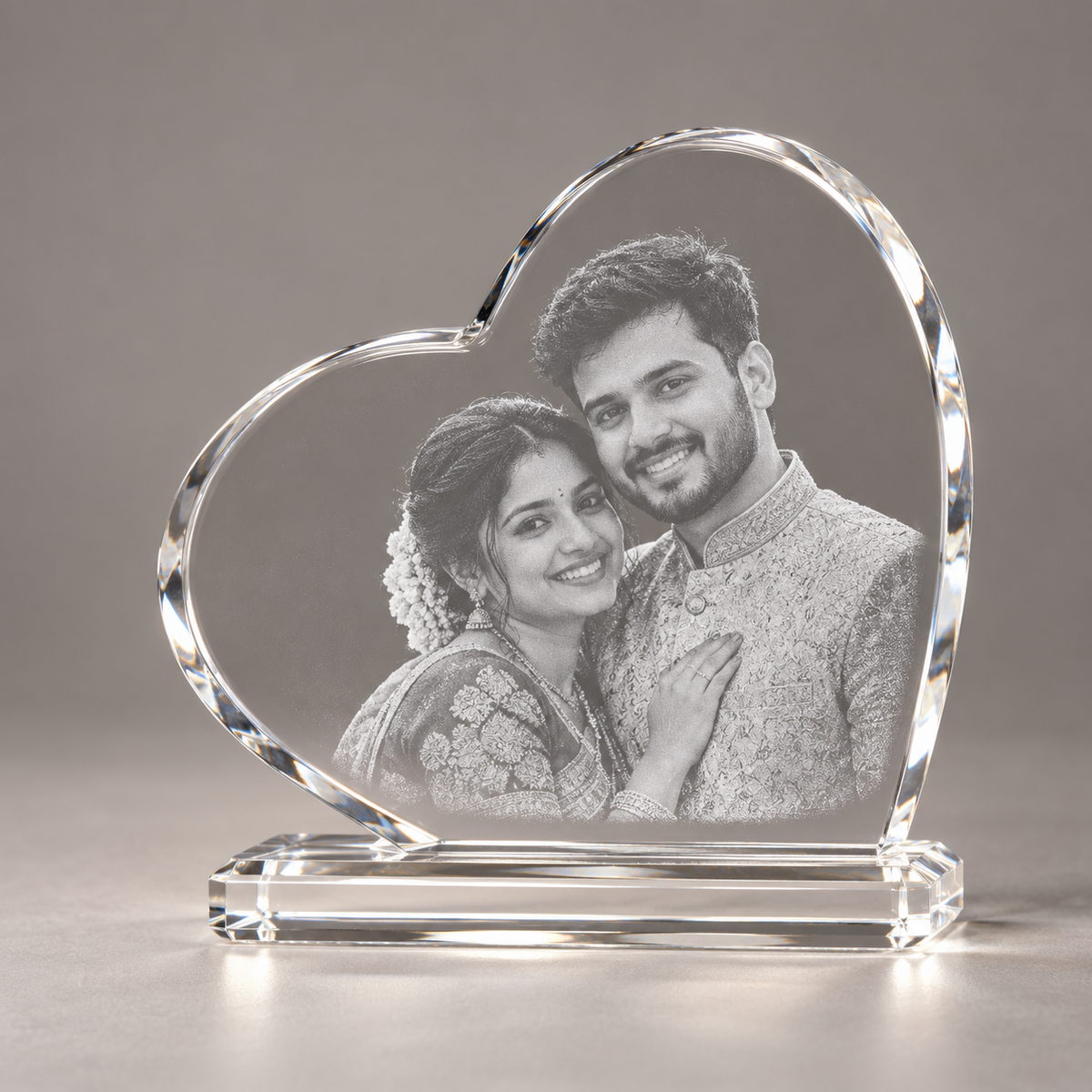 Wide Heart Photo Crystal