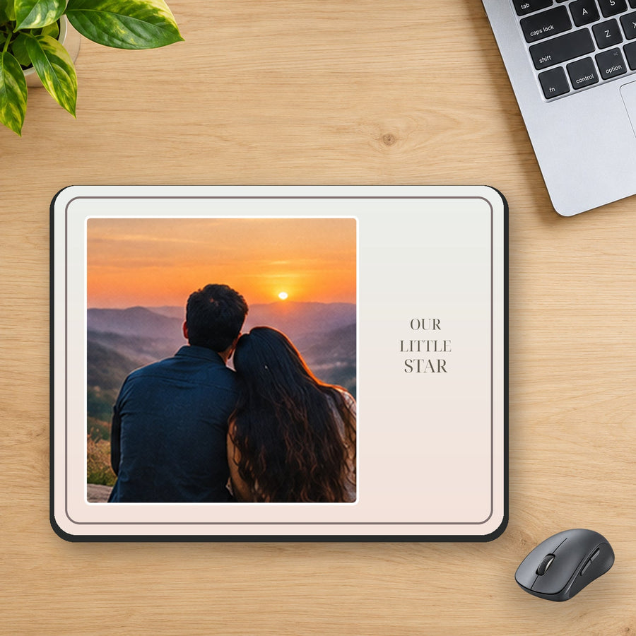 High quality mouse pad fully visible in square product mockup, separate wireless mouse