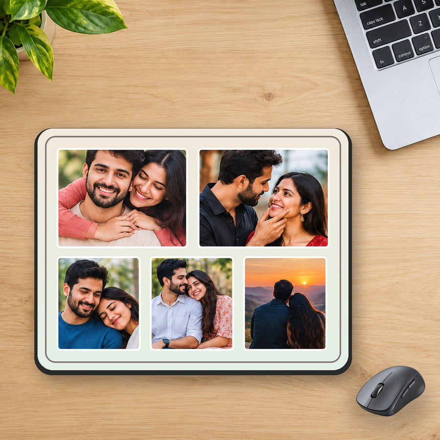 High quality mouse pad fully visible in square product mockup, separate wireless mouse