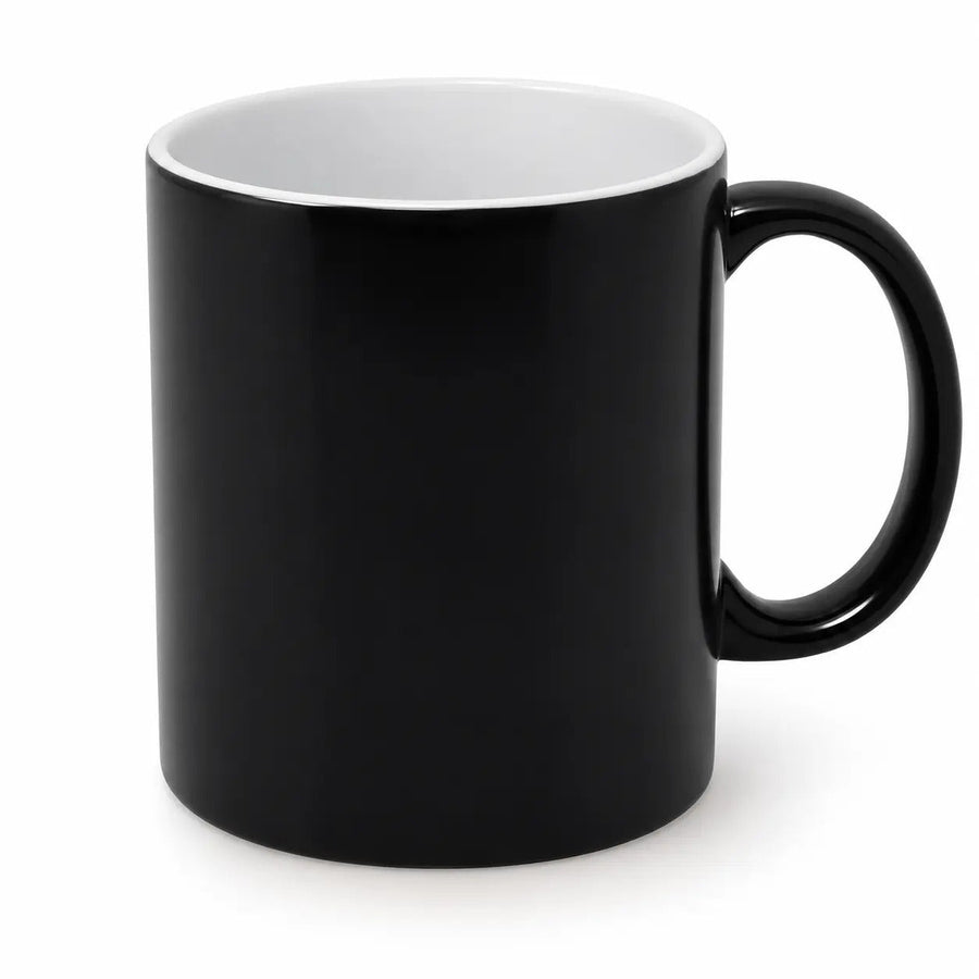 Black personalized magic mug with hot water reveal effect