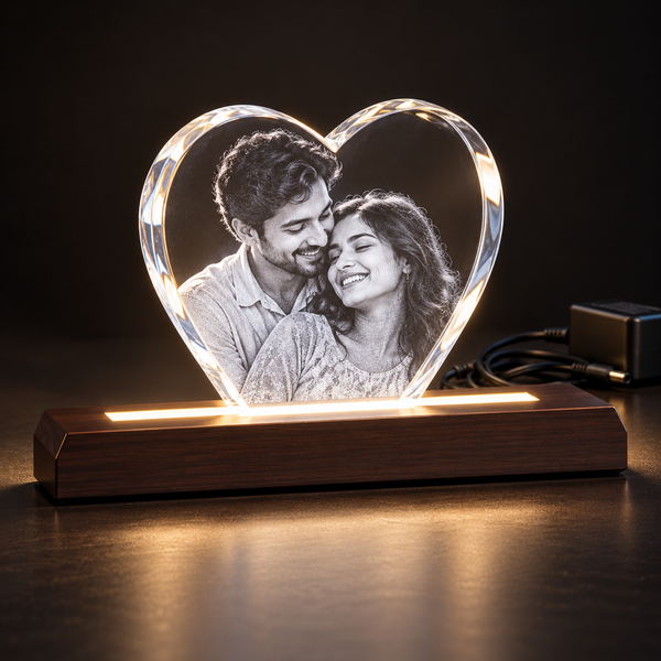 Wooden Light Base — illustrative lighting-on preview