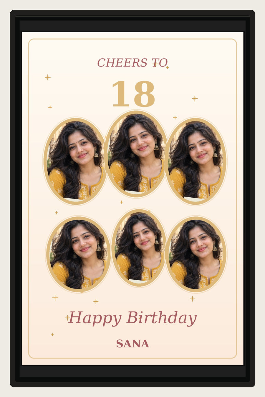 Celebration 18 Birthday Photo Frame black frame 2:3 portrait sample preview