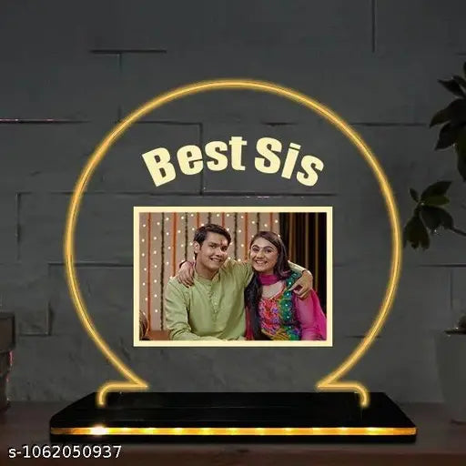 Cartwala Best Sis Round Photo LED Lamp
