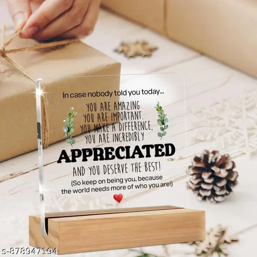 Cartwala Appreciation Quote Acrylic Desk Plaque