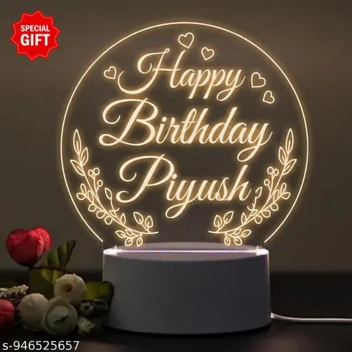Cartwala Round Happy Birthday Name LED Lamp