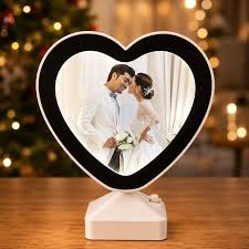 Personalised Heart Shape LED Magic Mirror Photo Frame - Cartwala