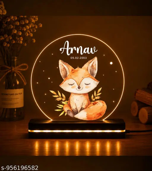 Cartwala Woodland Fox Personalised Name Night Lamp
