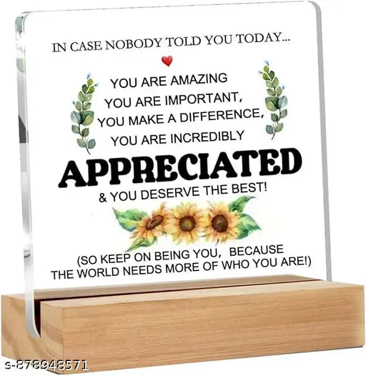 Cartwala Appreciation Message Acrylic Desk Plaque