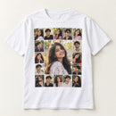 White Signature Day T-shirt with college photo collage and a larger student portrait in the centre