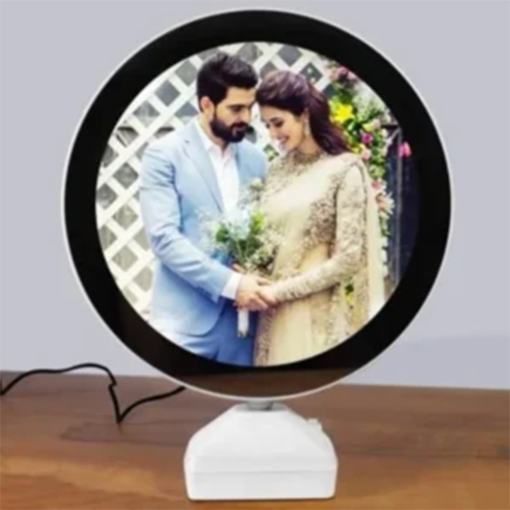 Shop Round Magic Mirror featuring a couple’s photo, personalized gift online